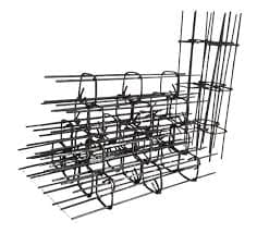 Rangkaian tulangan Cut, Bend, and Cage berbentuk kerangka modular.